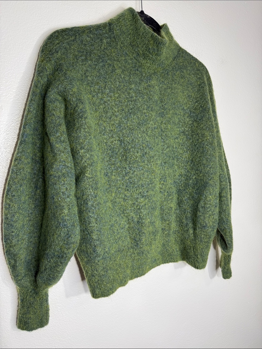 H&M wool and mohair-blend Mock-Neck Sweater Bishop Sleeve XS